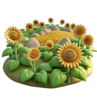 vibrant modern Sunflower Field Landscape Transparent high resolution png