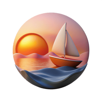 lindo clássico pôr do sol sobre oceano com barco a vela silhueta Cortar fora genuíno png