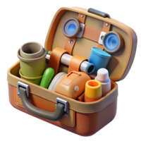 dramatic contemporary Survival Kit Contents Organized Neatly in Case Transparent Background professional png