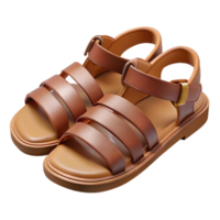 stunning abstract Sustainable Leather Sandals Brown Strappy Transparent Background authentic png