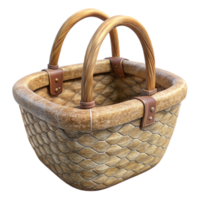 serene creative Sustainable Shopping Basket Wicker Material Isolated detailed png
