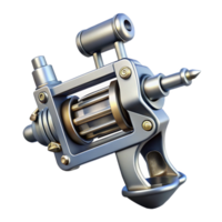 beautiful creative Tattoo Machine Gun Style Silver Isolated on Transparent Background high resolution png