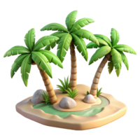elegant modern Tropical Beach with Palm Trees Aerial View Isolated high resolution png