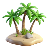 wonderful abstract Tropical Island with Palm Trees Isolated Element high resolution png