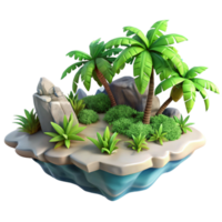 impressive vintage Tropical Island with Lush Vegetation Transparent Cutout original png