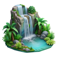 magnificent rustic Tropical Rainforest Waterfall Scene Transparent Background original png