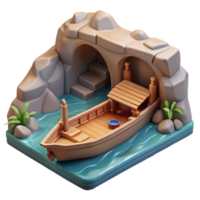 impressive abstract Underground River Underground Boat Docked Isolated high resolution png