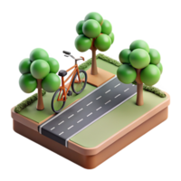 impressive modern Urban Bicycle Path with Trees Isolated Element high quality png