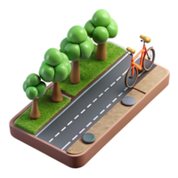 wonderful rustic Urban Bicycle Path with Trees Isolated Element png