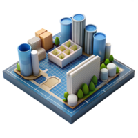 serene minimalist Urban Development Project Blueprint Transparent Background authentic png