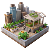dramatic traditional Urban Farm Rooftop Garden Transparent Background authentic png