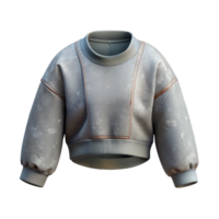 serene vintage Urban Fashion Sweatshirt Cropped Grey Isolated on Transparent Background premium png