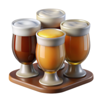 elegant rustic Variety of Beer Styles in Tasting Glasses Transparent Background professional png