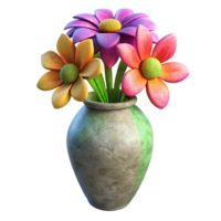 impressive abstract Vase with Flowers Colorful Isolated on White Background authentic png