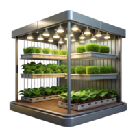 serene abstract Vertical Farm Interior with Led Lighting Transparent Background authentic png