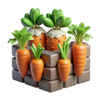 magnificent vintage Vertical Garden with Carrots and Radishes Isolated Root Vegetables detailed png