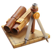 dramatic minimalist Vintage Drafting Tools Set Transparent Background exclusive png