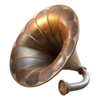 serene traditional Vintage Gramophone Horn Close Up Transparent Background authentic png