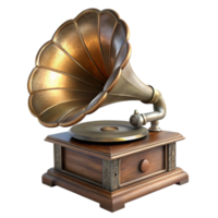 beautiful traditional Vintage Hand Crank Phonograph Side View Transparent premium png