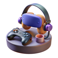 elegant creative Virtual Reality Gaming Setup with Controllers and Headset Transparent Background detailed png