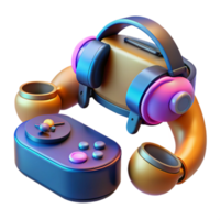 impressive minimalist Virtual Reality Gaming Setup with Controllers and Headset Transparent Background detailed png