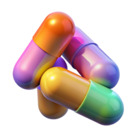 beautiful artistic Vitamin Capsules Colorful Supplements Transparent Background high resolution png