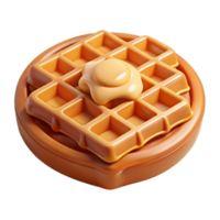magnificent vintage Waffle with Syrup and Butter Top View Transparent Background exclusive png