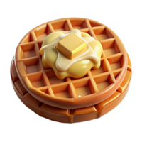 magnificent creative Waffle with Syrup and Butter Top View Transparent Background high resolution png