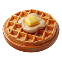 elegant minimalist Waffle with Syrup and Butter Top View Transparent Background high resolution png
