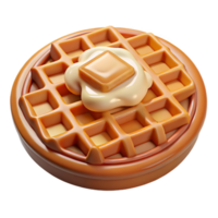 wonderful modern Waffle with Syrup and Butter Top View Transparent Background high quality png