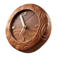 beautiful classic Walnut Wood Clock Face Cutout Element professional png