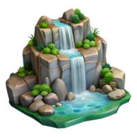 elegant rustic Waterfall Cascading Down Rocks Scenic View Isolated authentic png