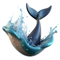beautiful creative Whale Tail Splashing in Ocean Transparent Background high resolution png