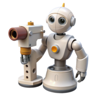 elegant rustic White Industrial Robot with Touchscreen Cutout original png