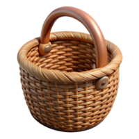 elegant modern Wicker Basket with Handle Isolated on Transparent Background exclusive png