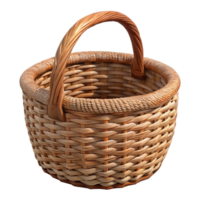 elegant classic Wicker Basket with Handle Isolated on Transparent Background exclusive png
