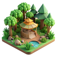 serene modern Wildlife Sanctuary Forest Lush Greenery Transparent Background premium png
