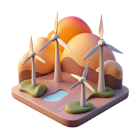 magnificent rustic Wind Farm Landscape Sunset View Cutout Element high resolution png