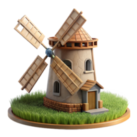 wonderful artistic Windmill in Field Side View Isolated professional png
