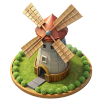 wonderful minimalist Windmill in Field Top View Transparent Background high resolution png