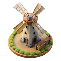 dramatic abstract Windmill in Field Top View Transparent Background authentic png