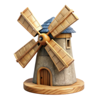 impressive vintage Windmill Transparent Background Wooden Blades high quality png