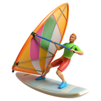 vibrant modern Windsurfer Colorful Sail Action Pose Transparent Background high resolution png