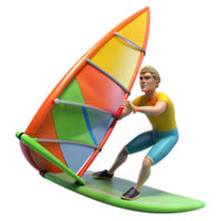 serene creative Windsurfer Colorful Sail Action Pose Transparent Background high resolution png