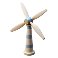 impressive rustic Wind Turbine Front View Isolated with White Blades premium png