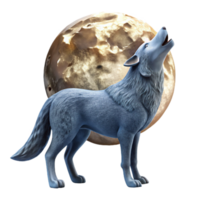 serene classic Wolf Howling at Moon Transparent Element exclusive png