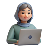 serene vintage Woman Attending Online Webinar Isolated high resolution png