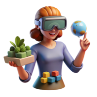 serene creative Woman Creating 3d Models in Virtual Reality Isolated detailed png