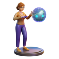stunning rustic Woman Interacting with Ar Object Transparent Background high resolution png