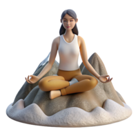 stunning rustic Woman Meditating on Mountaintop Transparent Background professional png